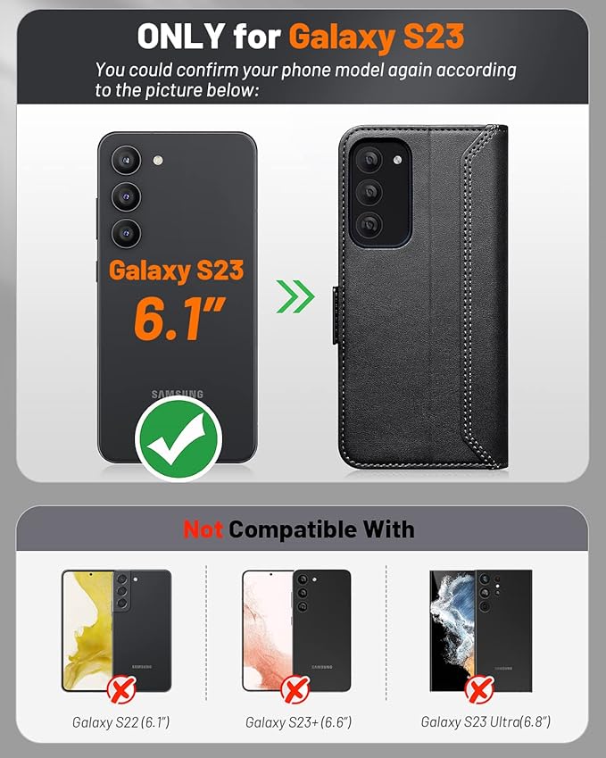 OCASE Retro Series Compatible with Galaxy S23 5G Wallet Case [Card Slots][RFID Blocking][TPU Inner Shell ][Kickstand] PU Leather Flip Folio Phone Cover 6.1 Inchs (2023) -Retro Black