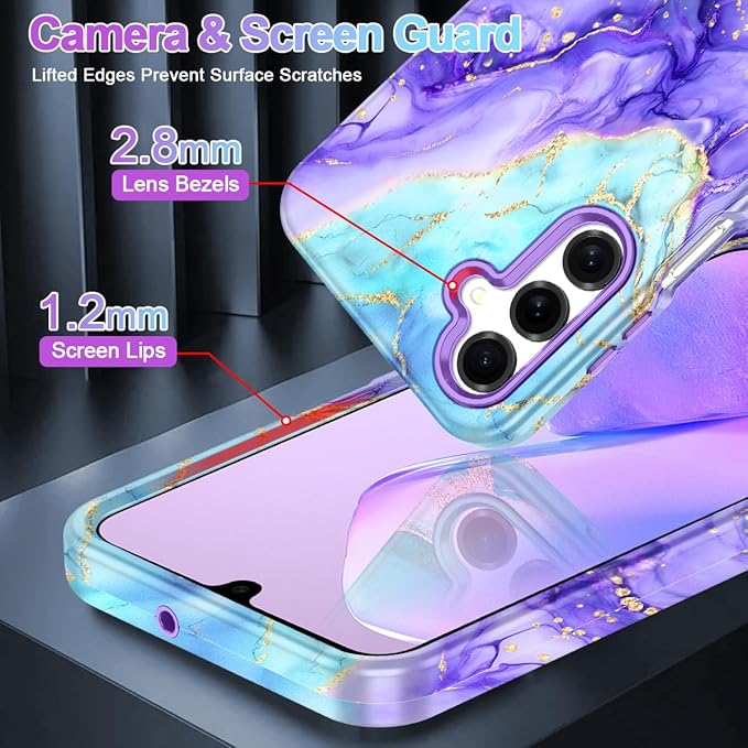 Casetego for Galaxy S25 Case,Compatible with MagSafe,[Military Grade Drop Test] Full Body Protection Slim Shockproof Rugged Marble Women Case for Samsung Galaxy S25 6.2 inch,Cobalt Violet