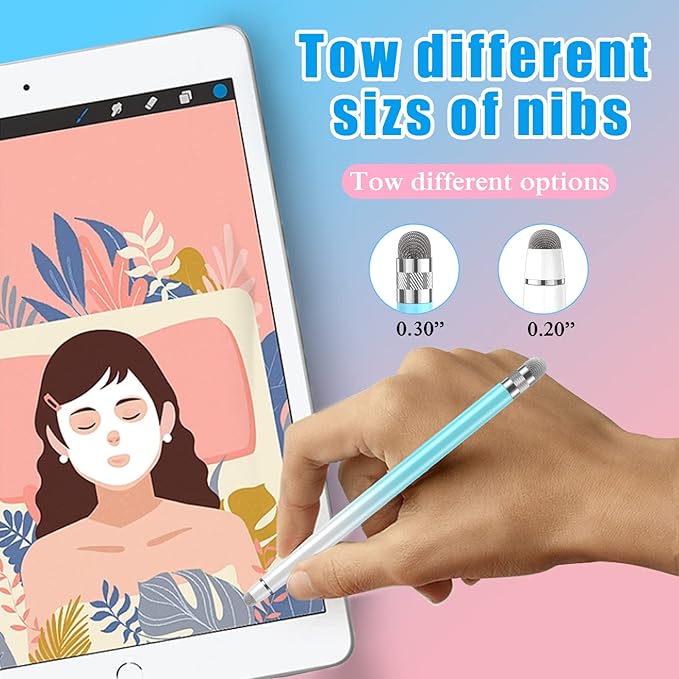 2PCS Stylus Pens for Touch Screens,Stylus Pen for iPhone/iPad/Tablet Android/Microsoft Surface,Compatible with Touch Screens(White Pink/White Blue)