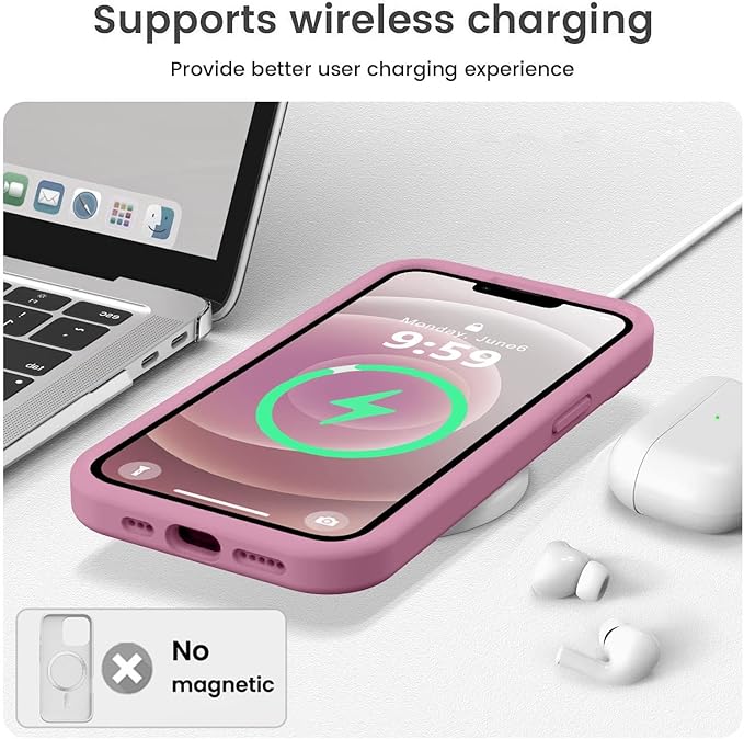 Vooii Compatible with iPhone 12 Case/iPhone 12 Pro Case, Liquid Silicone Upgrade [Soft Anti-Scratch Microfiber Lining] [Shockproof Drop Protection] Phone Case 6.1 inch - Lavender Purple