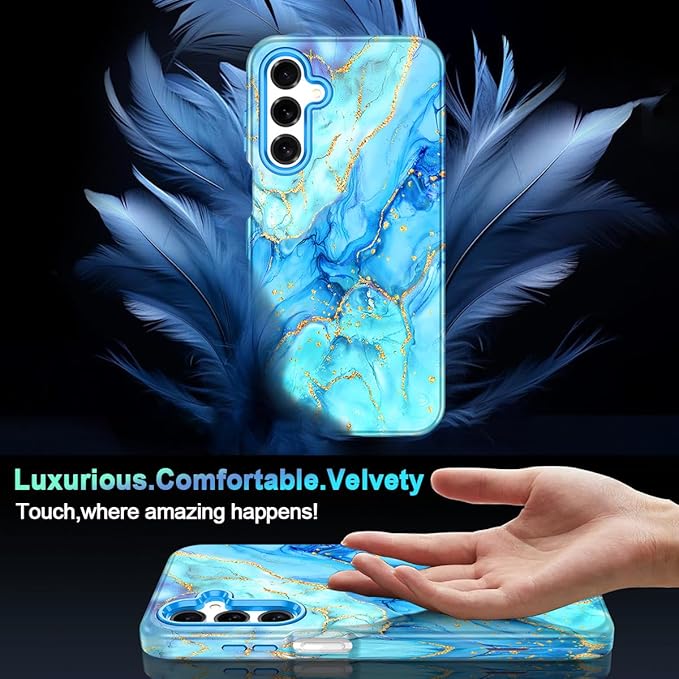 Casetego for Galaxy A16 5G Case,Compatible with MagSafe,[Military Grade Drop Test] Full Body Protection Slim Shockproof Rugged Marble Women Case for Samsung Galaxy A16 5G 6.7 inch,Light Blue