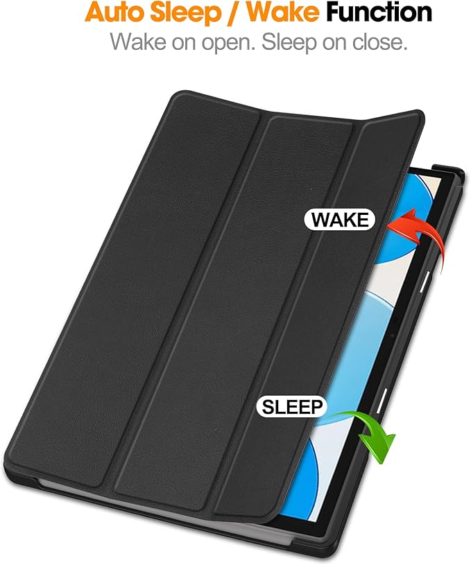 Case for TECLAST M40 Pro 10.1 inch Tablet, Folding Folio Ultra-Thin PU Leather Stand Case Cover for TECLAST / P20HD / P20S Black