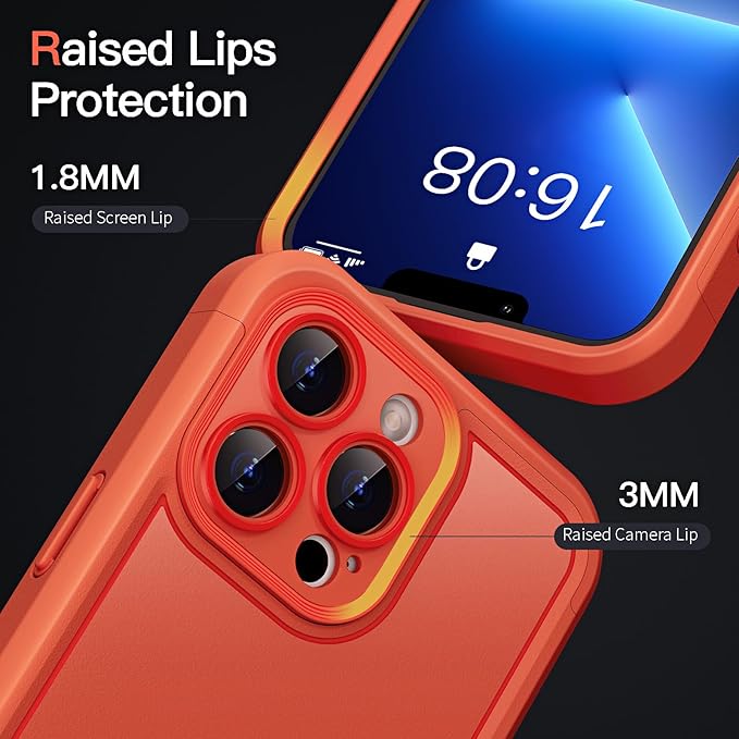COOLQO Magnetic for iPhone 13 Pro Max Case, Compatible with MagSafe, Dual Layer Design Military Grade Protection, Translucent Matte Scratch-Resistant Back Protective Shockproof Phone Case, Orange