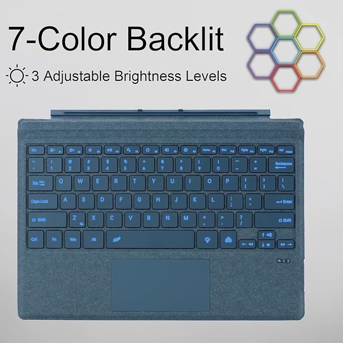 Type Cover for Microsoft Surface Pro 7+ / Pro 7 / Pro 6 / Pro 5 / Pro 4 / Pro 3, 12.3 inch, Ultra-Slim Wireless Tablet Keyboard with Multi Touchpad Bluetooch (Cobalt Blue)