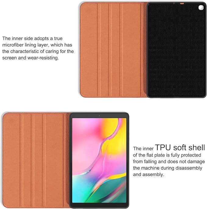 for Samsung Galaxy Tab A 10.1 inch Case 2019 Model(SM-T510/T515/T517) Genuine Leather Cover Protective Shell.Brown
