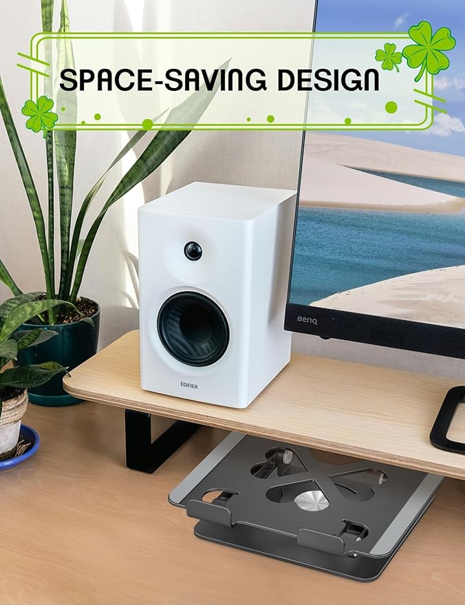 Tablet Stand for iPad, 360° Rotating Aluminum Desktop Holder – Adjustable & Foldable Desk Stand Compatible with iPad Pro 12.9/11, Air 10.9, Samsung Tab S9, Portable for Home Office, Black