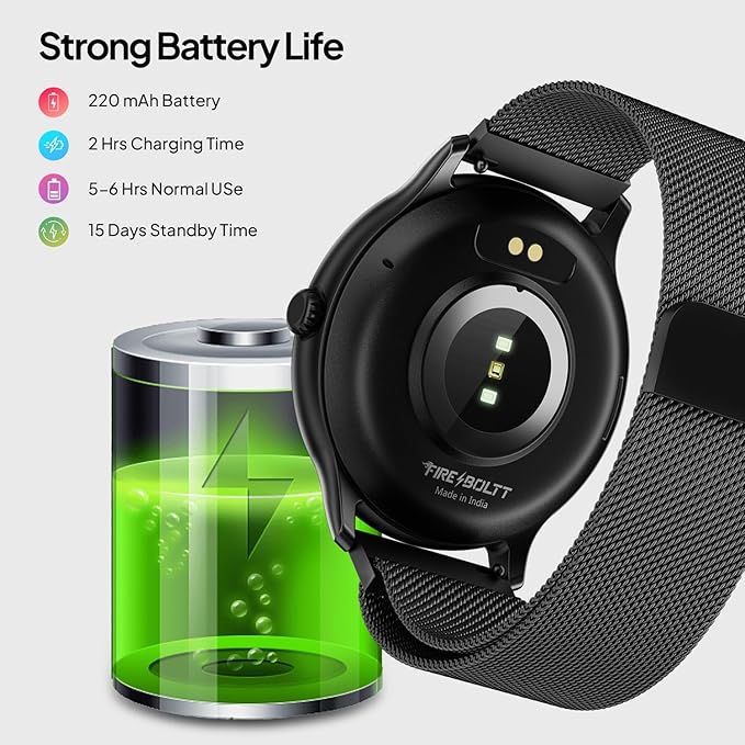 Fire-Boltt Phoenix Ultra Luxury Stainless Steel, Bluetooth Calling Smart Watch, AI Voice Assistant, Metal Body with 120+ Sports Modes, SpO2, Heart Rate Monitoring (Dark Grey).