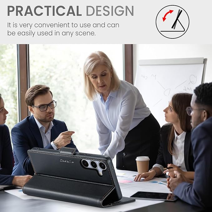 for Samsung Galaxy S25 Plus Case, Premium PU Leather Wallet Case Flip Cover with [RFID Blocking][Card Holder][Stand Function] Shockproof Protective for Samsung Galaxy S25 Plus, Black