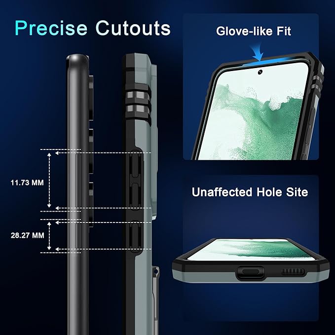 DEERLAMN Case for Samsung Galaxy S23 FE 6.4-Inch with Slide Camera Cover+Screen Protector(1 Pack),Rotated Ring Kickstand Military Grade Shockproof Protective Cover-Grey