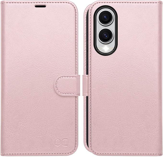 OCASE Compatible with Galaxy S25 Edge Wallet Case, PU Leather Flip Folio Case with Card Holders RFID Blocking Kickstand [Shockproof TPU Inner Shell] Protective Phone Cover 2025, Pink
