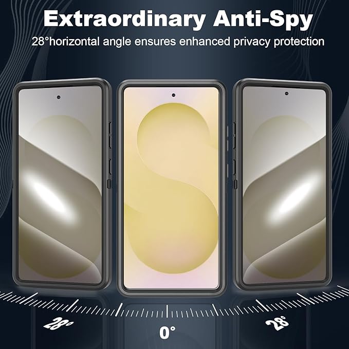 Designed for Samsung Galaxy S25 Ultra Case [with Privacy Screen Protector] 3-Layer Full Body Protection Rugged Shockproof Heavy Duty Phone Case Cover, Black