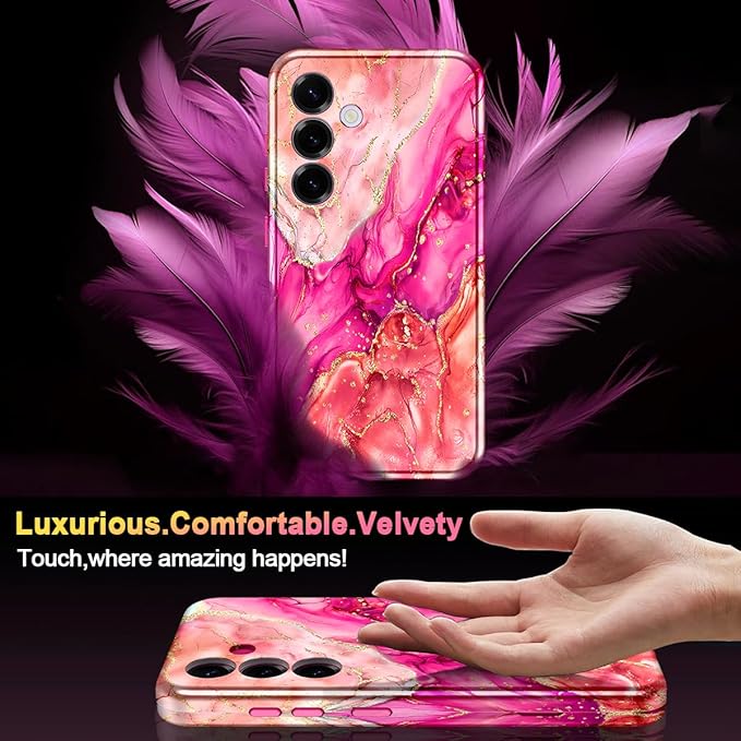 Casetego for Galaxy S25 Case,Compatible with MagSafe,[Military Grade Drop Test] Full Body Protection Slim Shockproof Rugged Marble Women Case for Samsung Galaxy S25 6.2 inch,Ruby Red