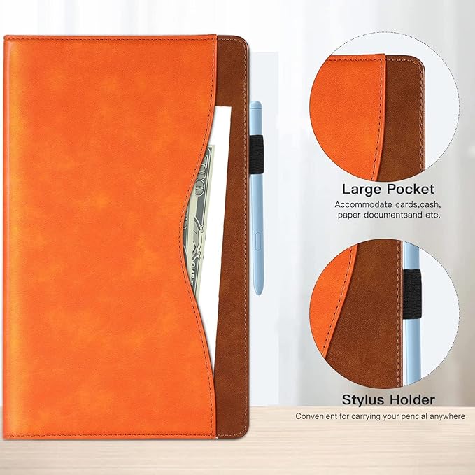 Case for Samsung Galaxy Tab A 10.1 2019 (SM-T510/T515) Bussiness Premium Slim PU Leather Stand Folding Folio Cover for Galaxy Tab A 10.1 Inch Tablet SM-T510/T515 2019 Modle Cover-Orange