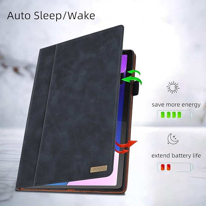 Case for Lenovo Tab M10 Plus 10.6 2022 Released, Multi-Angle Viewing Smart Cover with Pocket, Business PU Leather Flip Stand Cover with Card Slot -Black