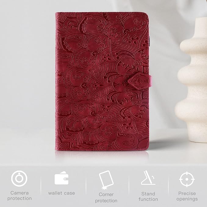 Case for Samsung Galaxy Tab A9 Plus 11 Inch 2023 Tablet Cover PU Leather Magnetic Closure Protective Card Slots Wallet for Samsung Galaxy Tab A9 Plus 11 Inch 2023 Wine Red