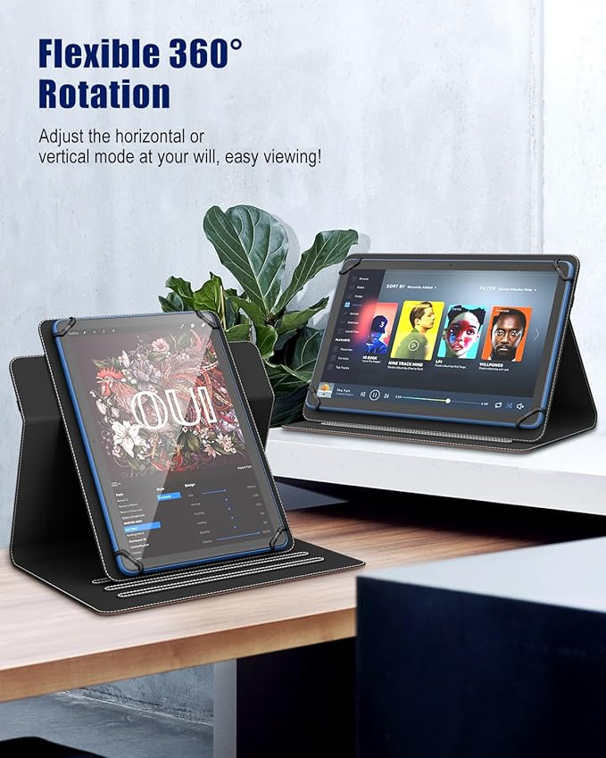 TiMOVO Universal Case for 9-11 Inch Tablet, 360 Degree Rotating Stand Protective Cover with Pen Pocket for 9 10 10.1 Inch Android Touchscreen Tablet, Black Brown