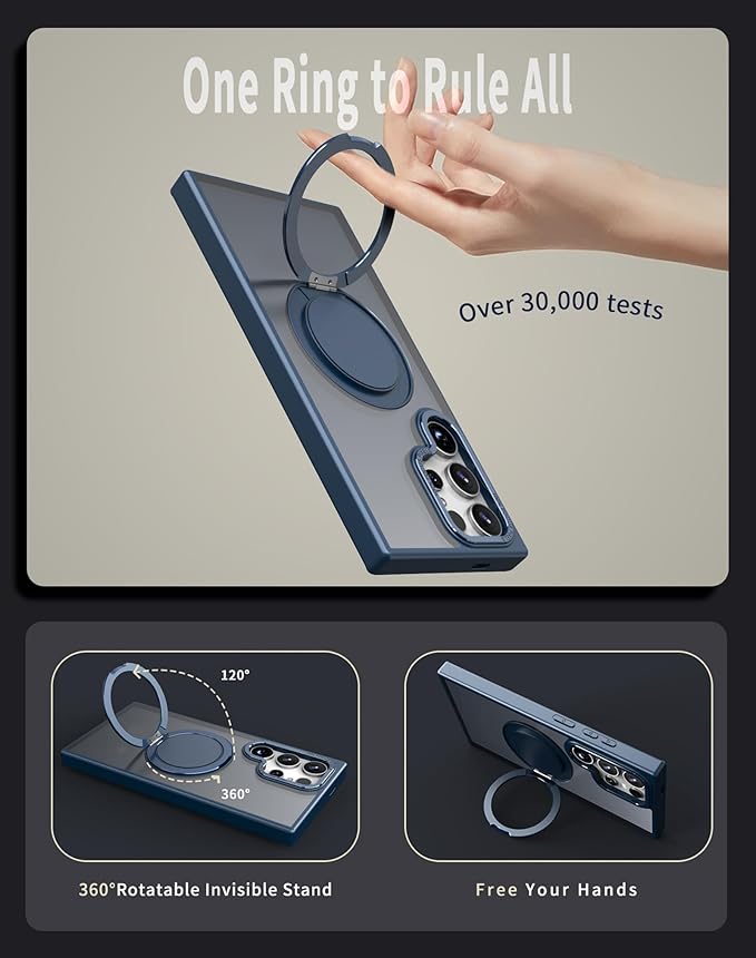 Magnetic Stand Case for Samsung Galaxy S24 Ultra 6.8" [with 2 Screen Protectors] [360° Rotation Magnetic Stand] [Compatible with Magsafe] Military-Grade Drop Protection Case, Blue