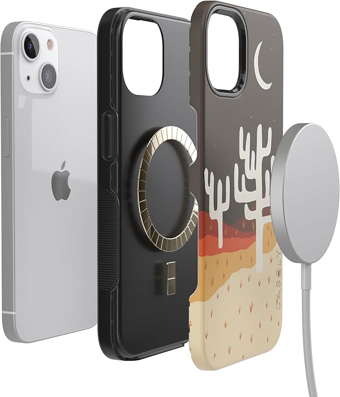Casely iPhone 14 Case | Desert Nights | Cactus Colorblock | Compatible with MagSafe | Bold Protective Design