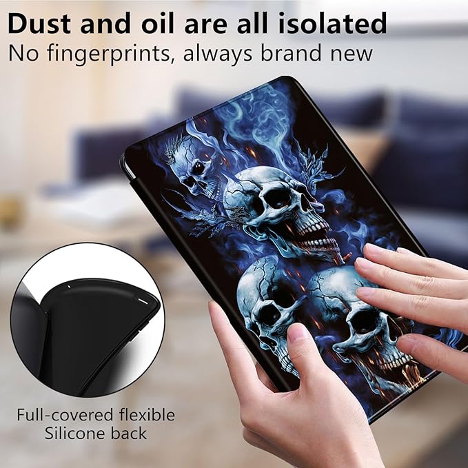 Case for Lenovo Tab M10 Plus 10.3", 360 Degree Rotating Folding Stand,with Auto Sleep/Wake Case for Lenovo Tab M10 Plus (2020 2nd Gen) TB-X606F/TB-X606X 10.3" FHD Tablet,Skull Head with Blue