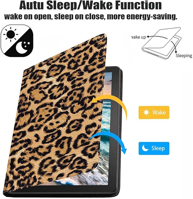 Case for Samsung Galaxy Tab A7 10.4 inch 2022/2020 (SM-T500/T503/T505/T507/T509), Premium PU Leather Stand Folio Cover with Auto Sleep/Wake, Leopard Print