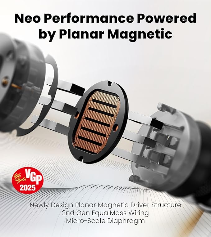 Edifier NeoBuds Planar Wireless Bluetooth Earbuds, 12mm Planar Magnetic Drivers, Hi-Res Audio, LDAC, Snapdragon Sound, Hybrid ANC, Bluetooth 5.4 & Dual Device Connection, Wireless Charging, 6 Mics