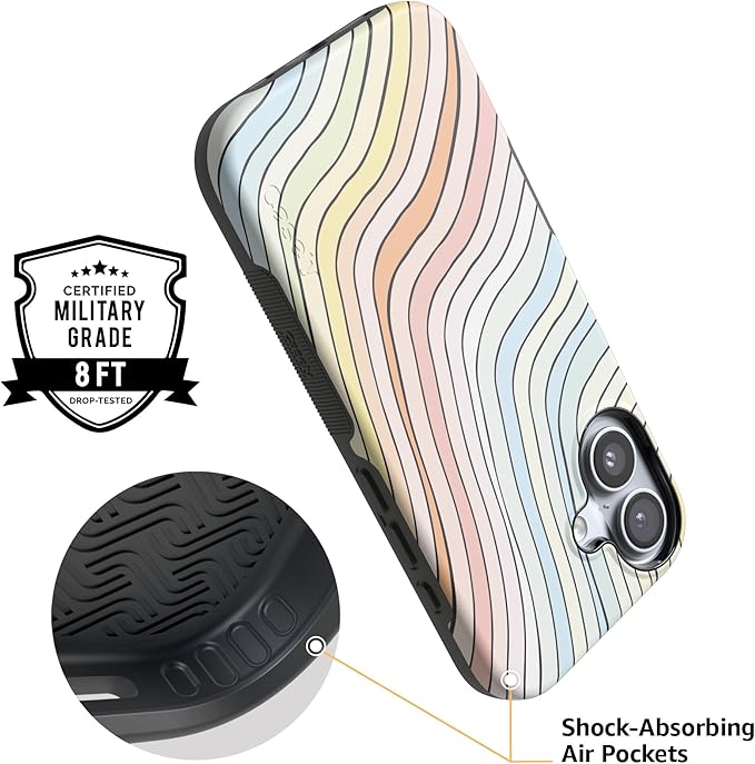 Casely iPhone 17 Case | Ride The Wave | Pastel Rainbow Lined | Compatible with MagSafe | Bold Protective Design