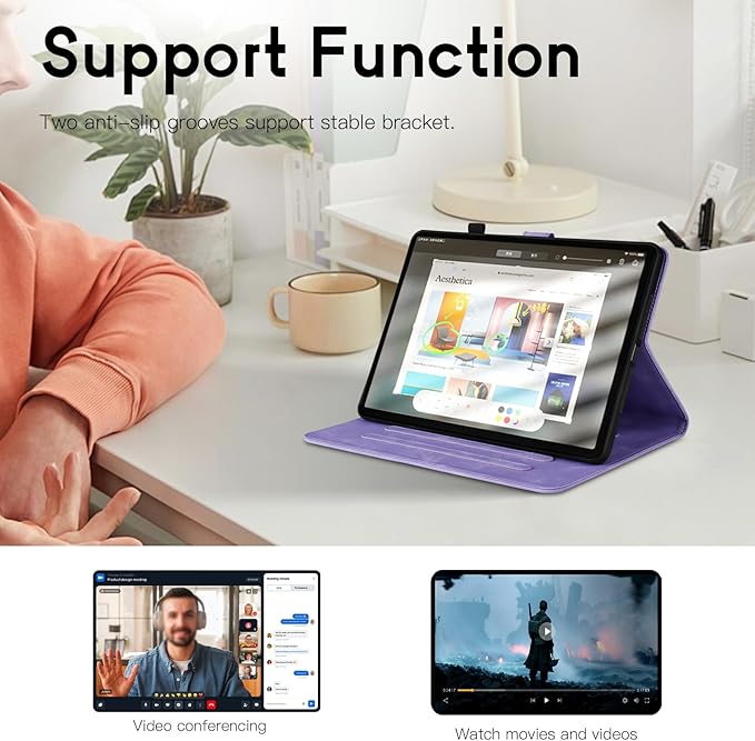 Mantala Funda para for Lenovo Tab M11 2024 11 Inch, Soft Touch Faux Leather with Card Slots and Kickstand, Water-Proof Precise Cutouts Tablet Case Compatible with Lenovo Tab M11 / Tab K11 Purple