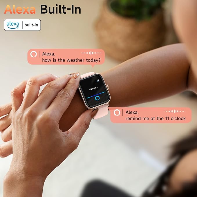 Smart Watches for Women Android & iPhone, Alexa Built-in, 1.85" Fitness Tracker with Answer/Make Calls, IP68 Waterproof Fitness Watch,Heart Rate, Sleep, SpO2 Monitor,Pedometer, Pink