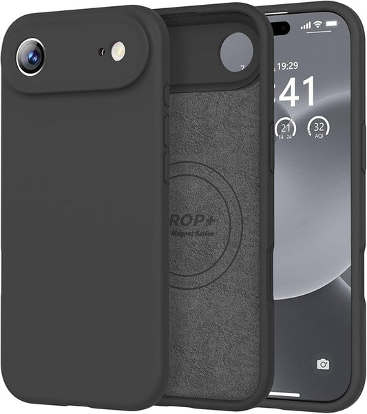 Vooii Magnetic Compatible with iPhone Air Case (Compatible with Magsafe) (Upgraded Camera Protection) Liquid Silicone Shockproof Full Body Protective Phone Cover for Women Men, Black, 6.5"