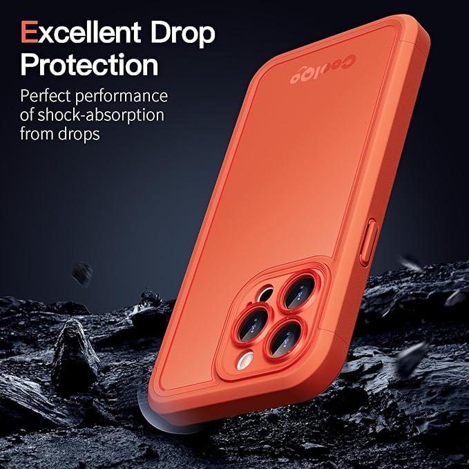 COOLQO Magnetic for iPhone 13 Pro Max Case, Compatible with MagSafe, Dual Layer Design Military Grade Protection, Translucent Matte Scratch-Resistant Back Protective Shockproof Phone Case, Orange