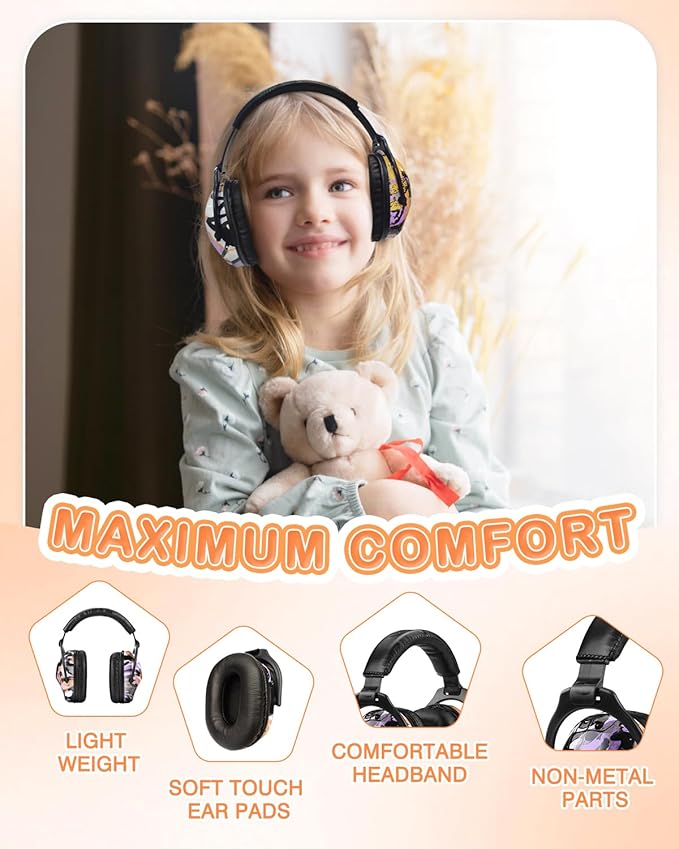 ZOHAN EM030 Kids Ear Protection, Noise Cancelling Headphones Ear Muffs for Autism Sensory, Safety Noise Reduction Hearing Protection for Monster Truck/Concerts/Fireworks/Air Shows
