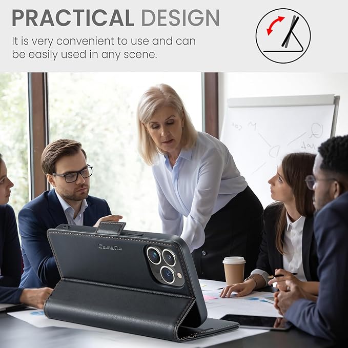 for iPhone 14 Pro Max Case, Premium PU Leather Wallet Case Flip Cover with [RFID Blocking][Card Holder][Stand Function] Shockproof Protective for iPhone 14 Pro Max, Black