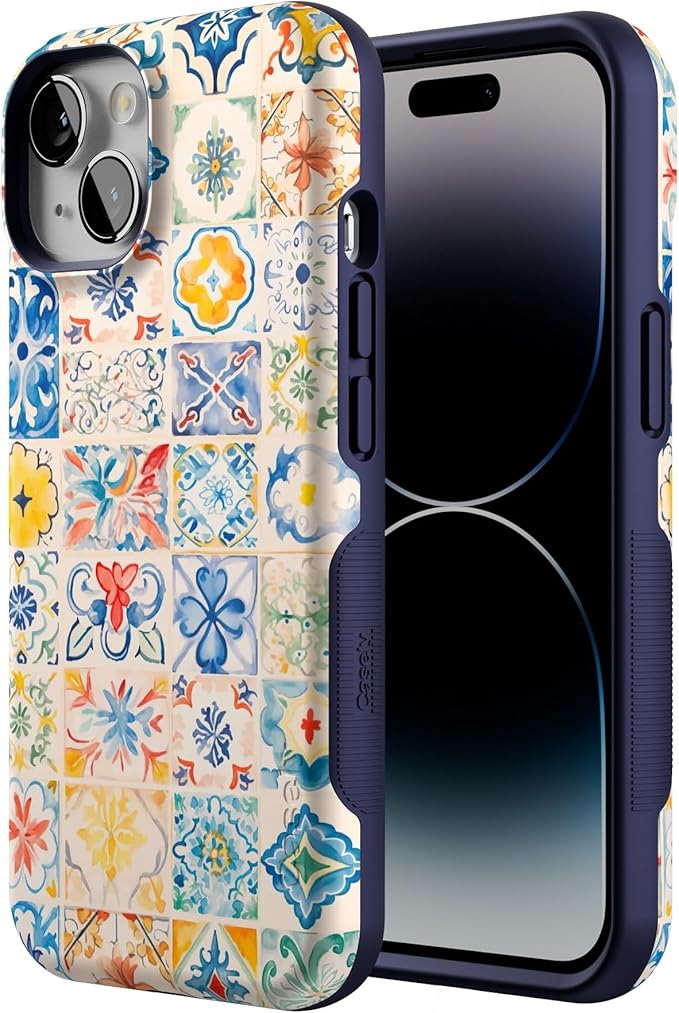 Casely iPhone 14 Case | Tuscan Tiles | Dolce Vita | Bold Protective Design | Compatible with MagSafe