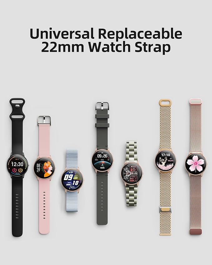 Parsonver Smart Watch for Women(Answer/Make Calls), HD Screen Fitness Tracker IP68 Waterproof, 100+ Sport Modes, Heart Rate/Sleep/SpO2/Steps Monitor, Round Smartwatch for Android & iPhone, Rose Gold