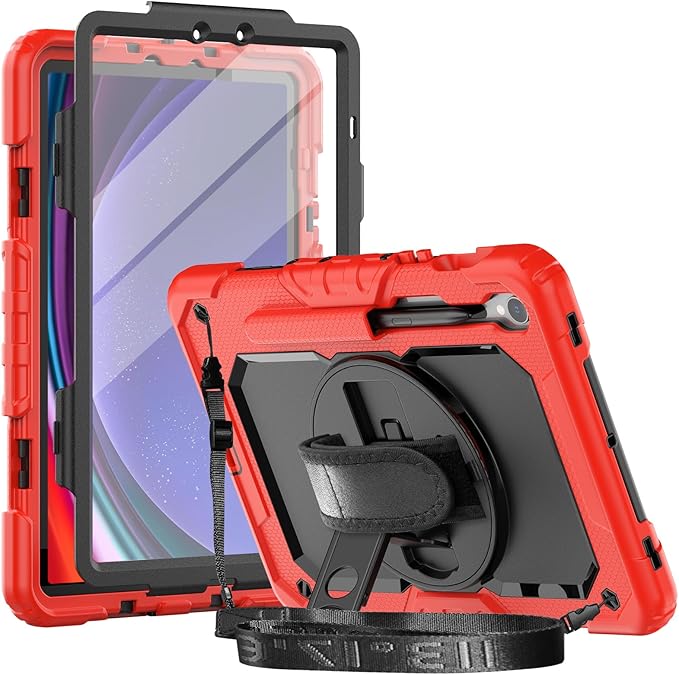 Herize Case for Samsung Galaxy Tab S10 FE/ S9 FE 5G 10.9 Inch/Galaxy Tab S9 11 Inch with Screen Protector for Kids Girls | Shockproof Rugged Protective Case W/Pen Holder Hand Strap Shoulder Strap
