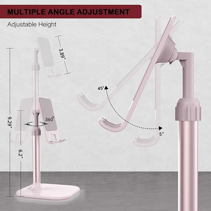 Doboli Cell Phone Stand, Phone Stand for Desk, Phone Holder Stand Compatible with iPhone and All Mobile Phones Tablet, Gifts for Adults Women Men Mom Wife, Pink