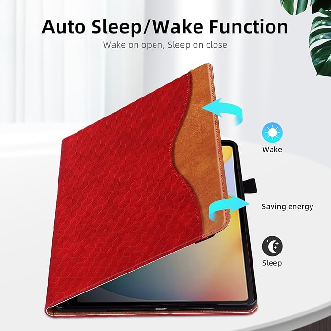 Case for Samsung Galaxy Tab S6 Lite 2024/2022/ 2020 10.4 inch Case PU Leather Card Holder (SM-P620/P625/P613/P619/P615/P610) Multi-Angle Galaxy Tab S6 Lite, Red