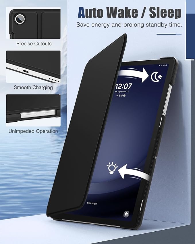 MoKo Case Compatible with Samsung Galaxy Tab A9 Plus 11-Inch 2023, Multi-Angle Slim Hard Back Shell Protective Cover Case with Auto Wake/Sleep Function, Black