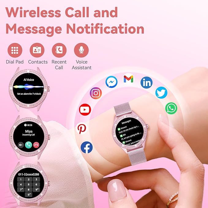 Smart Watch for Women - Make/Answer Call, 1.32" IP67 Waterproof Fitness Watch with Heart Rate Sleep Monitor, 100+ Sports Modes Activity Tracker, Step Counter Smartwatch (Violet)