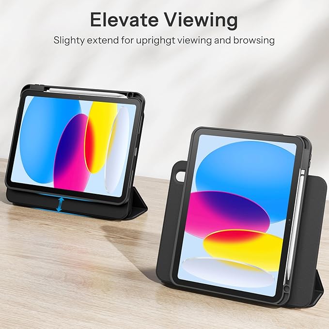 SPARIN Case for iPad A16 11th 10th Generation 2025/2022 (11"/10.9") with Pencil Holder, Magnetic Detachable Hybrid Stand, Portrait/Landscape Angle, Clear Protective Case, Auto Wake/Sleep-Black