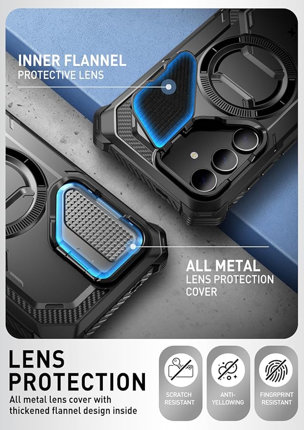 i-Blason for Samsung Galaxy S24 Case with Camera Cover Stand, [Compatible with MagSafe] [Built-in Screen Protector], Anti-Fall Magnetic Phone Case for Samsung Galaxy S24 6.2", Black