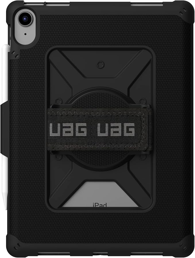 URBAN ARMOR GEAR UAG Designed for iPad 11" A16 11th Gen 2025, 10.9" 10th Gen 2022 Case A3354 A3355 A2696 - Rugged Protective Folio Cover w/Adjustable Handstrap & Pencil Holder, Metropolis Black