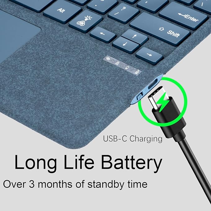 mobee Type Cover for Microsoft Surface Pro 13 inch, Compatible with Surface Pro 13"(11th Edition) / Pro 11 / Pro 10 / Pro 9 / Pro 8 / Pro X, Slim Keyboard with Trackpad Mouse, Backlit, & Pen Holder