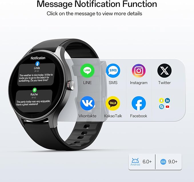 Smart Watches for Men Women,1.27" HD Touchscreen SmartWatch(2 Bands) with Bluetooth Calls (Make/Answer),Fitness Tracker with Heart Rate/Sp02/Sleep Monitor,110+ Sport Modes (Black, 1.27)