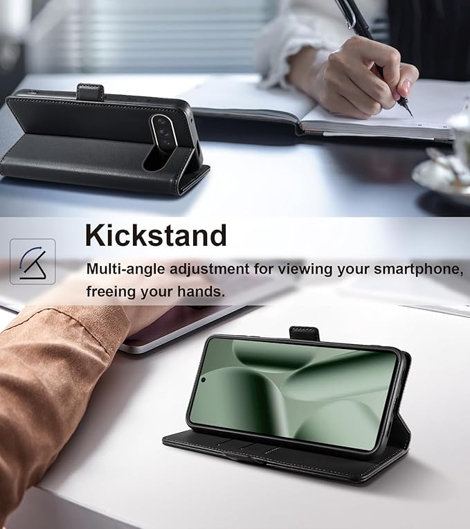 Wallet Flip Case for Google Pixel 10 Pro XL 5G - [RFID Blocking] Luxury PU Leather Card Holder Magnetic Phone Cover with Kickstand,Shockproof Protective Case,Black