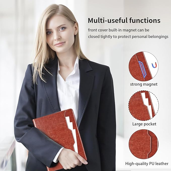 Case for Samsung Galaxy Tab S10 FE Plus 13.1-Inch 2025 - Model SM-X620/SM-X626B with S Pen Holder and Pocket, PU Leather Business Folio Stand Cover for Galaxy S10 FE+, Brown