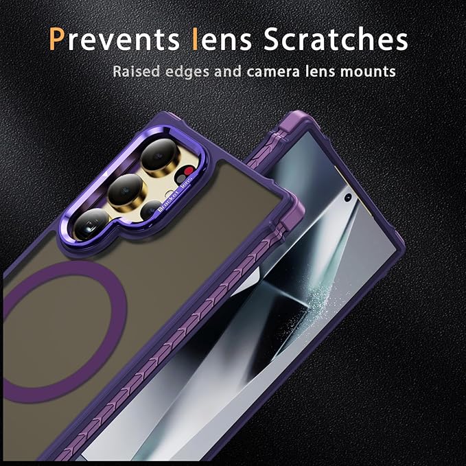Magnetic for Samsung Galaxy S24 Ultra Case Purple Fit for MagSafe Military-Grade Shockproof Protection Adjustable Kickstand Slim Matte Anti-Fingerprint Cover Men Women