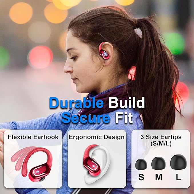 Wireless Earbuds Sport Bluetooth Headphones 5.4, 2025 Bluetooth Earbuds 75Hrs Stereo, 4 HD Mic, Over-Ear Buds with Earhooks ENC Noise Canceling Earphones, IP7 Waterproof Headset for Workout/Running