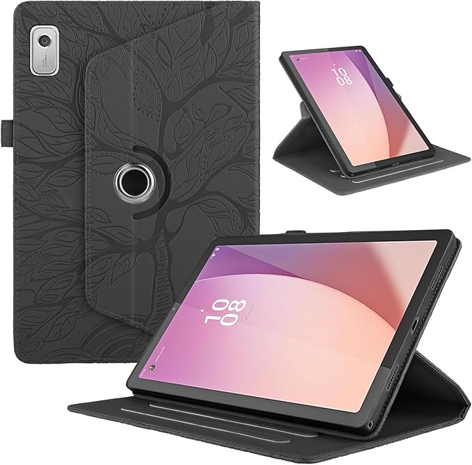 Rotating Case for Lenovo Tab M9 9.0 inch (TB-310FU) 2023 Released PU Leather Cover Lightweight Flip Stand Shell with Pen Holder for Lenovo Tab M9 9" 2023 Tablet-Black
