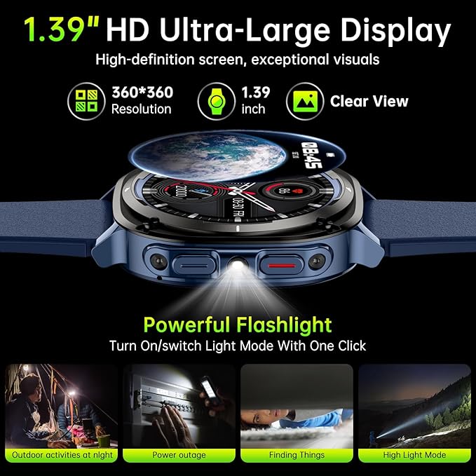 Smart Watch for Men Fitness Tracker: Bluetooth Make Answer Call Digital Mens Watches Waterproof Running Smartwatch for Android Phones iPhone Samsung Compatible Sleep Heart Rate Monitor Step Pedometer